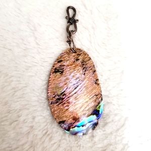 Natural abalone sterling silver pendant big beautiful vintage